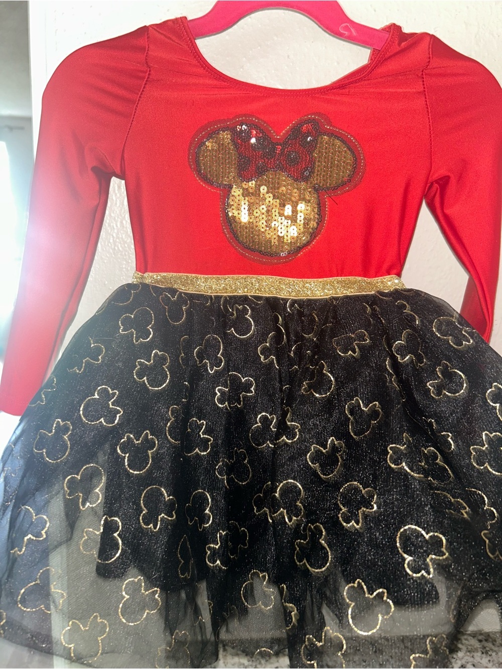 Red and Black Sequin Minnie Mouse Tulle Kids Costume Dress